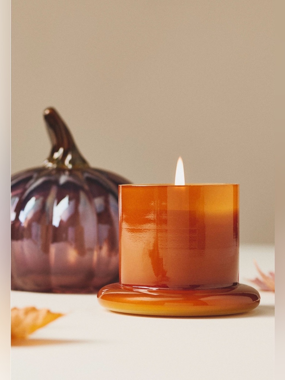 Anthropologie Woody White Birch & Pumpkin Glass Pumpkin
Cloche Candle NEW